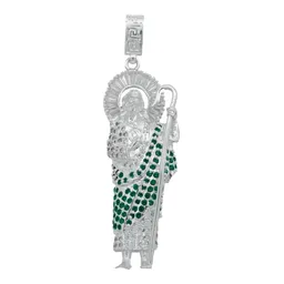 Dije San Judas Tadeo Plata .925 Zirconias Verdes - Imagen 1