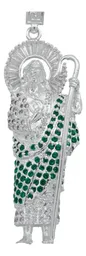 Dije San Judas Tadeo Plata .925 Zirconias Verdes - Imagen 2