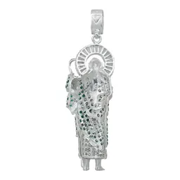 Dije San Judas Tadeo Plata .925 Zirconias Verdes - Imagen 3
