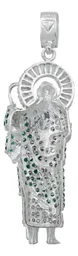 Dije San Judas Tadeo Plata .925 Zirconias Verdes - Imagen 3