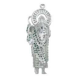 Dije San Judas Tadeo Plata .925 Zirconias Verdes - Imagen 4