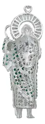 Dije San Judas Tadeo Plata .925 Zirconias Verdes - Imagen 4