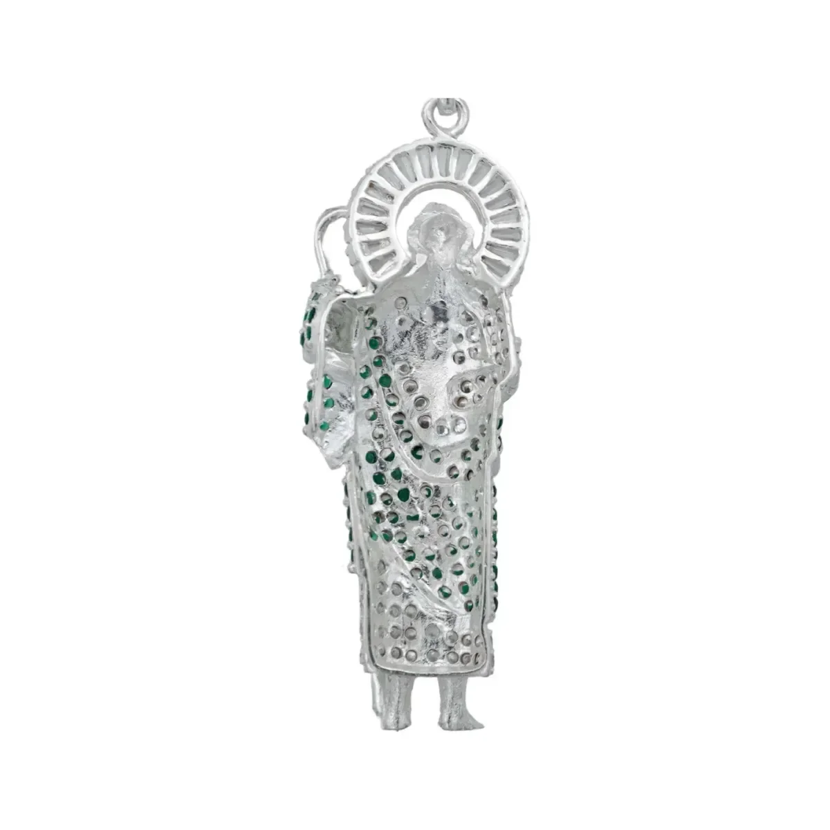 Dije San Judas Tadeo Plata .925 Zirconias Verdes - Imagen 4