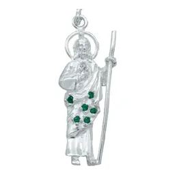 Dije San Judas Tadeo Plata 925 con Zirconias Verdes para Hombre y Mujer - Imagen 2