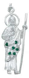 Dije San Judas Tadeo Plata 925 con Zirconias Verdes para Hombre y Mujer - Imagen 2