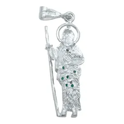 Dije San Judas Tadeo Plata 925 con Zirconias Verdes para Hombre y Mujer - Imagen 3