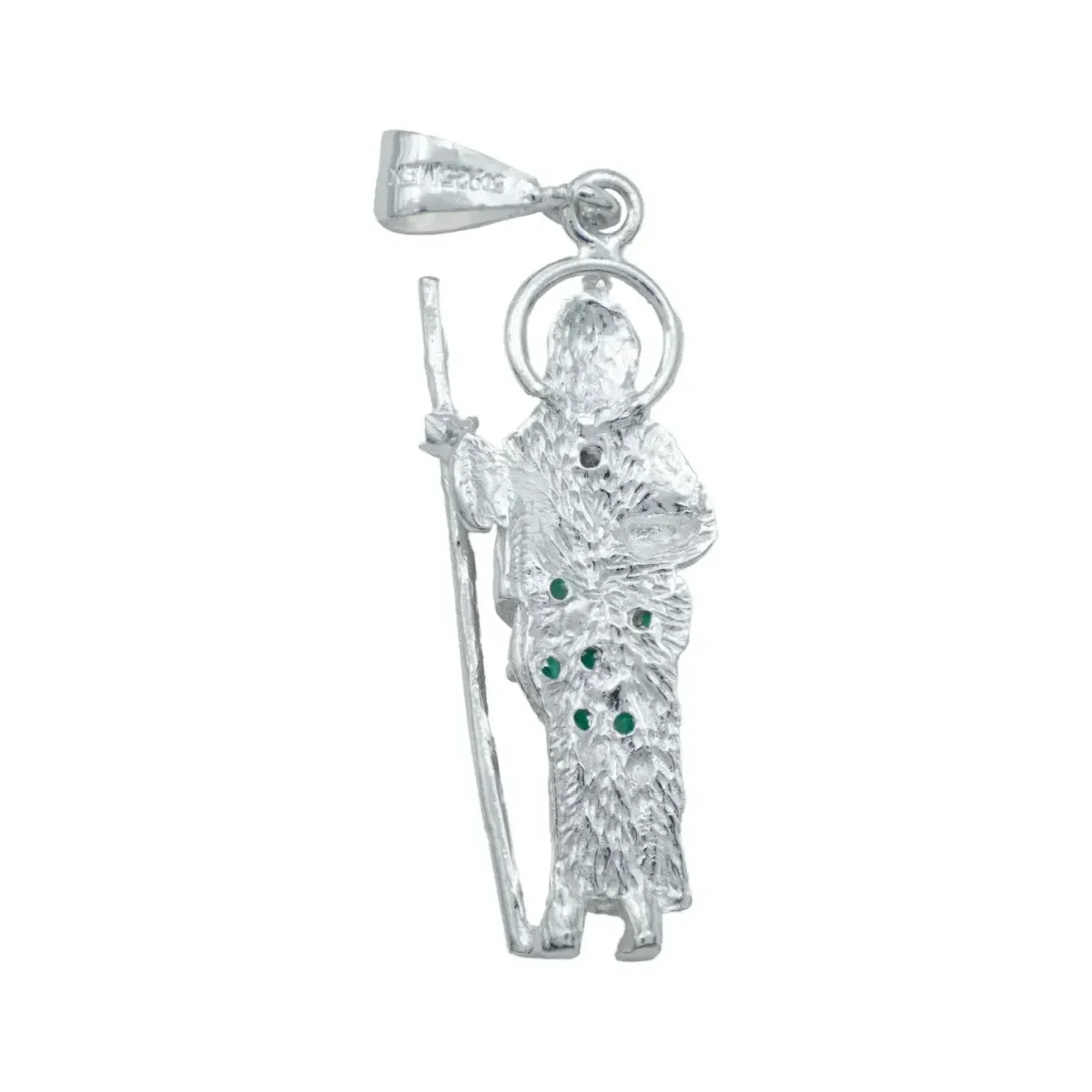 Dije San Judas Tadeo Plata 925 con Zirconias Verdes para Hombre y Mujer - Imagen 3