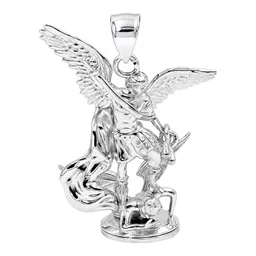 Dije San Miguel Arcángel 3D de Plata .925 Rodizada de 20 mm - Imagen 1