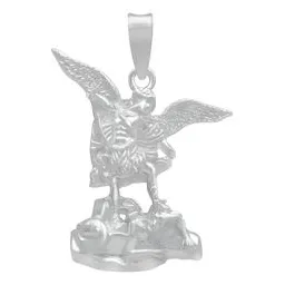 Dije San Miguel Arcángel Plata Fina 925 Diseño Liso Religioso - Imagen 1