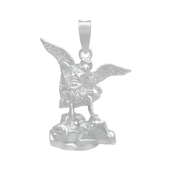 Dije San Miguel Arcángel Plata Fina 925 Diseño Liso Religioso - Imagen 1