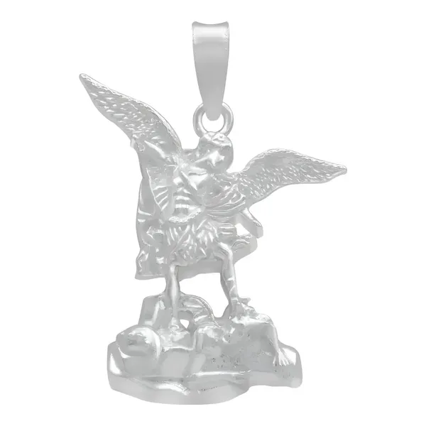 Dije San Miguel Arcángel Plata 925 Diseño Liso Religioso - Imagen 1