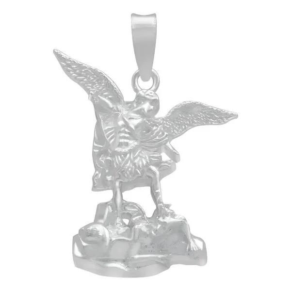 Dije San Miguel Arcángel Plata Fina 925 Diseño Liso Religioso - Imagen 1