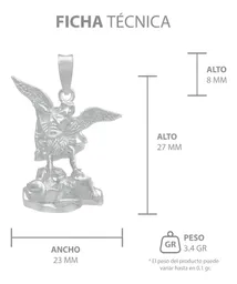 Dije San Miguel Arcángel Plata Fina 925 Diseño Liso Religioso - Imagen 7
