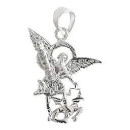 Dije San Miguel Arcángel Plata 925 con Zirconia para Collar - Imagen 1