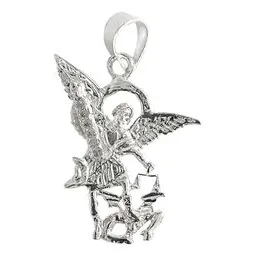 Dije San Miguel Arcángel Plata 925 con Zirconia para Collar - Imagen 1