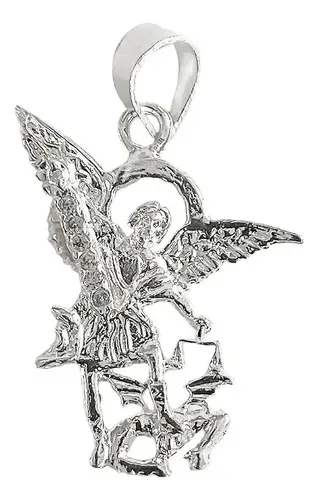Dije San Miguel Arcángel Plata 925 con Zirconia para Collar - Imagen 1