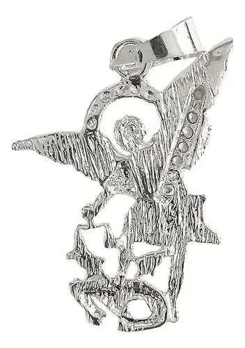 Dije San Miguel Arcángel Plata 925 con Zirconia para Collar - Imagen 1