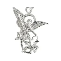 Dije San Miguel Arcángel Plata 925 con Zirconia para Collar - Imagen 3