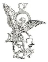 Dije San Miguel Arcángel Plata 925 con Zirconia para Collar - Imagen 3