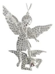 Dije San Miguel Arcángel Plata .925 con Zirconia - Imagen 2