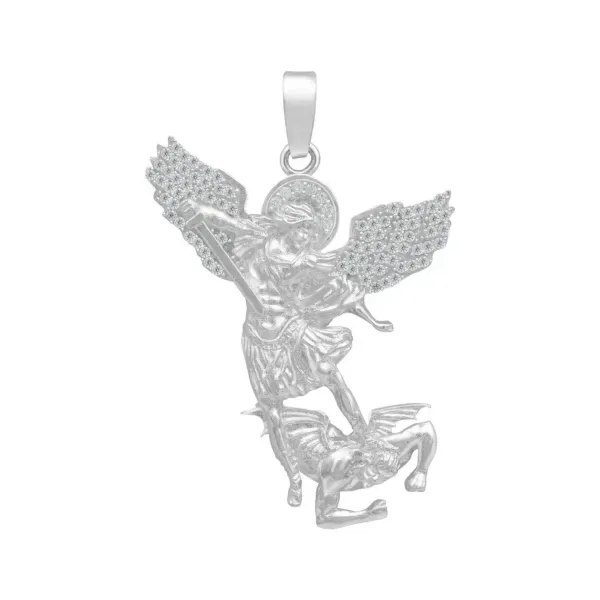 Dije San Miguel Arcángel Plata .925 con Zirconia para Hombre - Imagen 1