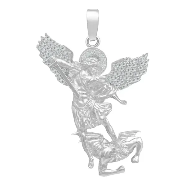 Dije San Miguel Arcángel Plata .925 con Zirconia para Hombre - Imagen 1