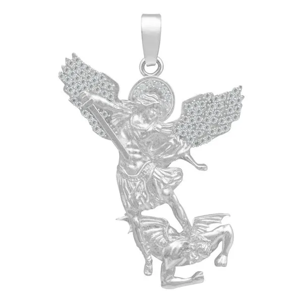 Dije San Miguel Arcángel Plata .925 con Zirconia para Hombre - Imagen 1