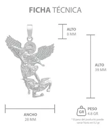 Dije San Miguel Arcángel Plata .925 con Zirconia para Hombre - Imagen 7