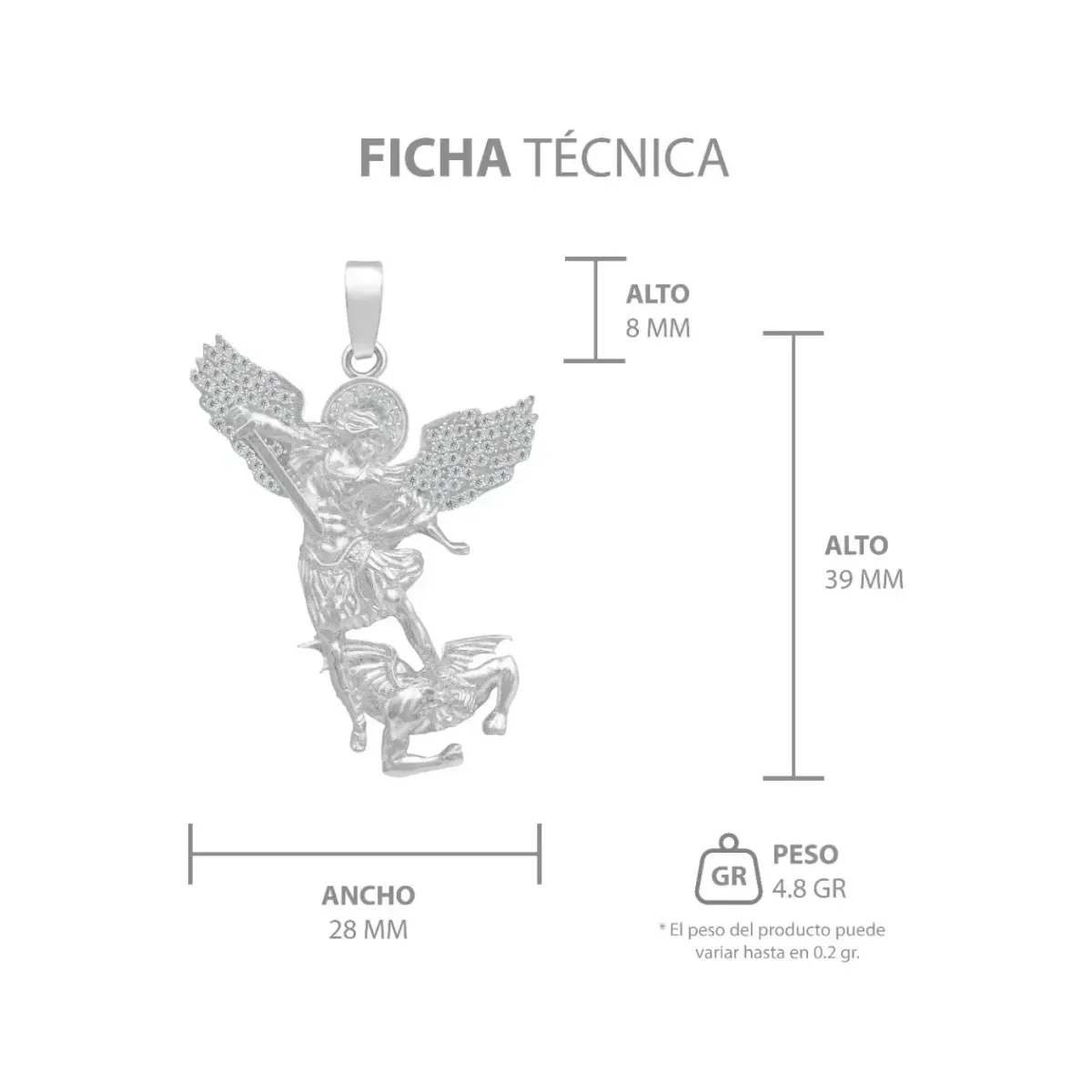 Dije San Miguel Arcángel Plata .925 con Zirconia para Hombre - Imagen 7