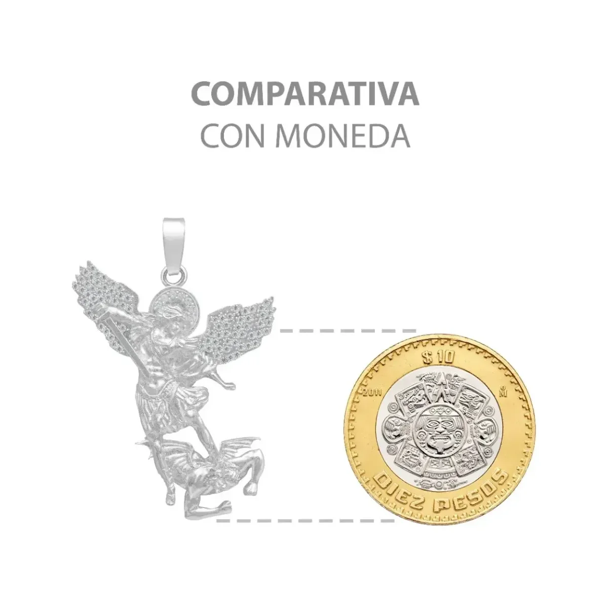 Dije San Miguel Arcángel Plata .925 con Zirconia para Hombre - Imagen 8