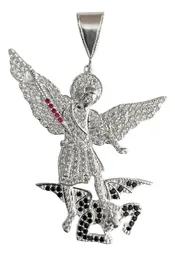 Dije San Miguel Arcángel Plata 925 con Zirconias Negras - Imagen 1