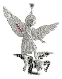 Dije San Miguel Arcángel Plata 925 con Zirconias Negras - Imagen 2