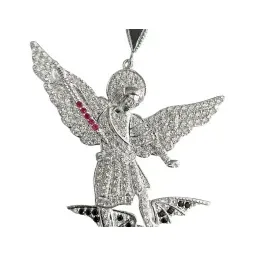 Dije San Miguel Arcángel Plata 925 con Zirconias Negras - Imagen 3