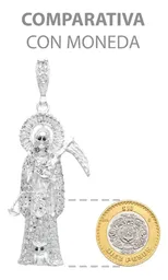 Dije Santa Muerte 3D Plata 925 Zirconia Hombre Artesanal - Imagen 8