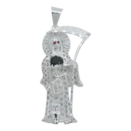 Dije Santa Muerte Artesanal Plata 925 con Zirconia Multicolor - Imagen 1