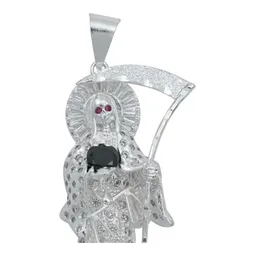 Dije Santa Muerte Artesanal Plata 925 con Zirconia Multicolor - Imagen 3