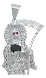 Dije Santa Muerte Artesanal Plata 925 con Zirconia Multicolor - Imagen 3