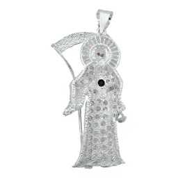 Dije Santa Muerte Artesanal Plata 925 con Zirconia Multicolor - Imagen 4