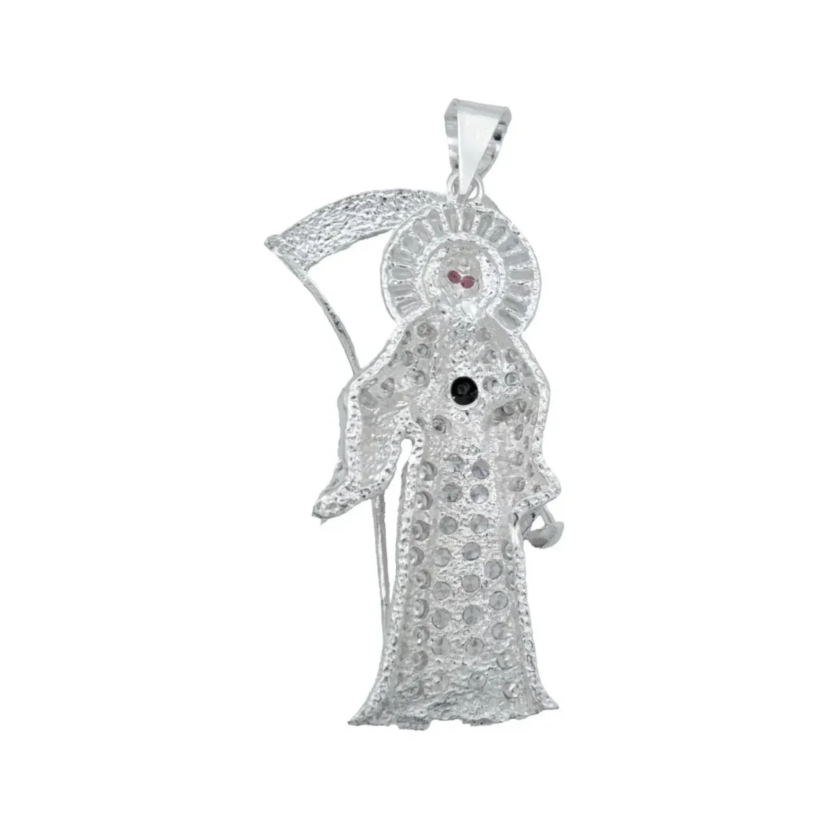 Dije Santa Muerte Artesanal Plata 925 con Zirconia Multicolor - Imagen 4
