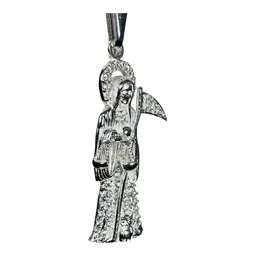 Dije Santa Muerte con Zirconia Plata .925 Clásico - Imagen 4