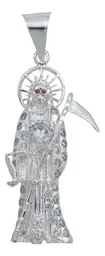 Dije Santa Muerte Mediana Plata .925 con Zirconia - Imagen 1