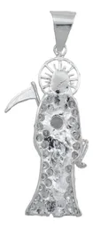 Dije Santa Muerte Mediana Plata .925 con Zirconia - Imagen 3