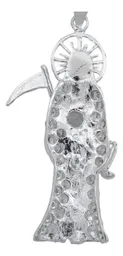 Dije Santa Muerte Mediana Plata .925 con Zirconia - Imagen 4