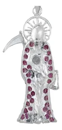 Dije Santa Muerte Plata 925 con Zirconia Fucsia - Imagen 4