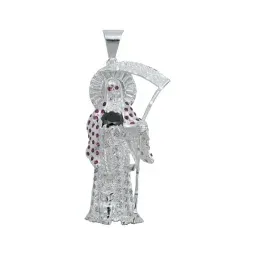 Dije Santa Muerte Plata 925 con Zirconia Multicolor - Imagen 1
