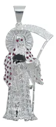 Dije Santa Muerte Plata 925 con Zirconia Multicolor - Imagen 1