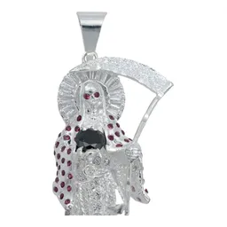 Dije Santa Muerte Plata 925 con Zirconia Multicolor - Imagen 3