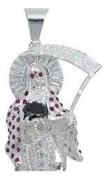 Dije Santa Muerte Plata 925 con Zirconia Multicolor - Imagen 3