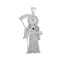 Dije Santa Muerte Plata 925 con Zirconia Multicolor - Imagen 4
