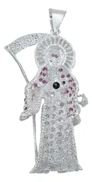 Dije Santa Muerte Plata 925 con Zirconia Multicolor - Imagen 4